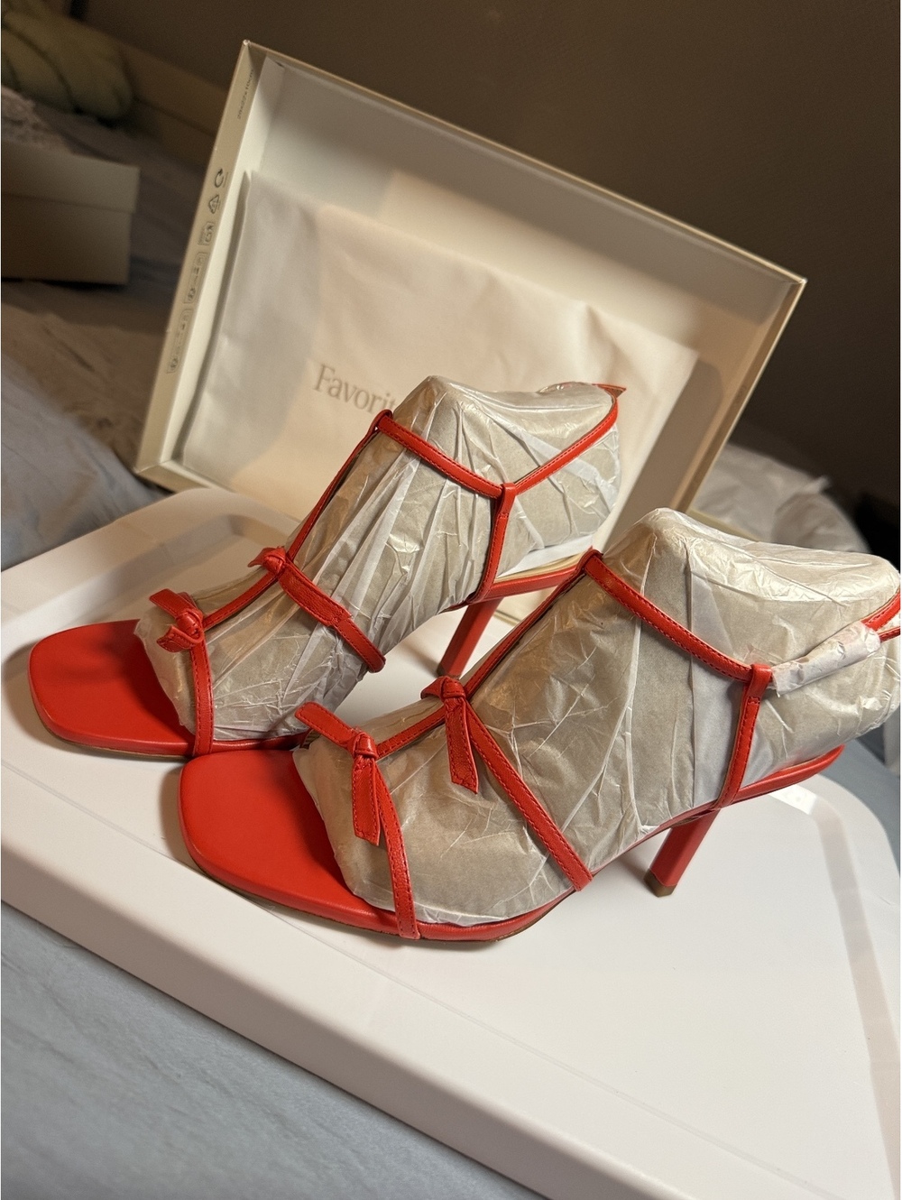 Favorite Daughter Red Leather Strappy Heeled Sandals Size 7